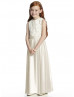 Ivory Lace Tulle Sleeveless Ankle Length Junior Bridesmaid Dress